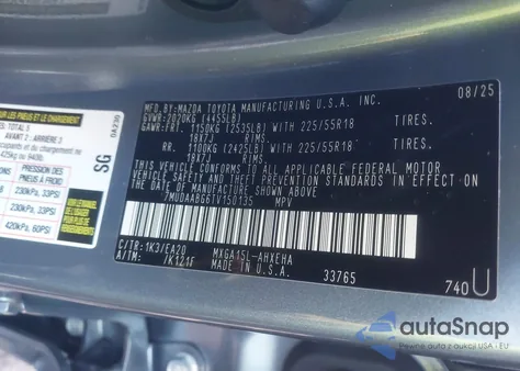 2026 Toyota Corolla Cross Xle z USA, uszkodzony, nr VIN 7MUDAABG6TV150135